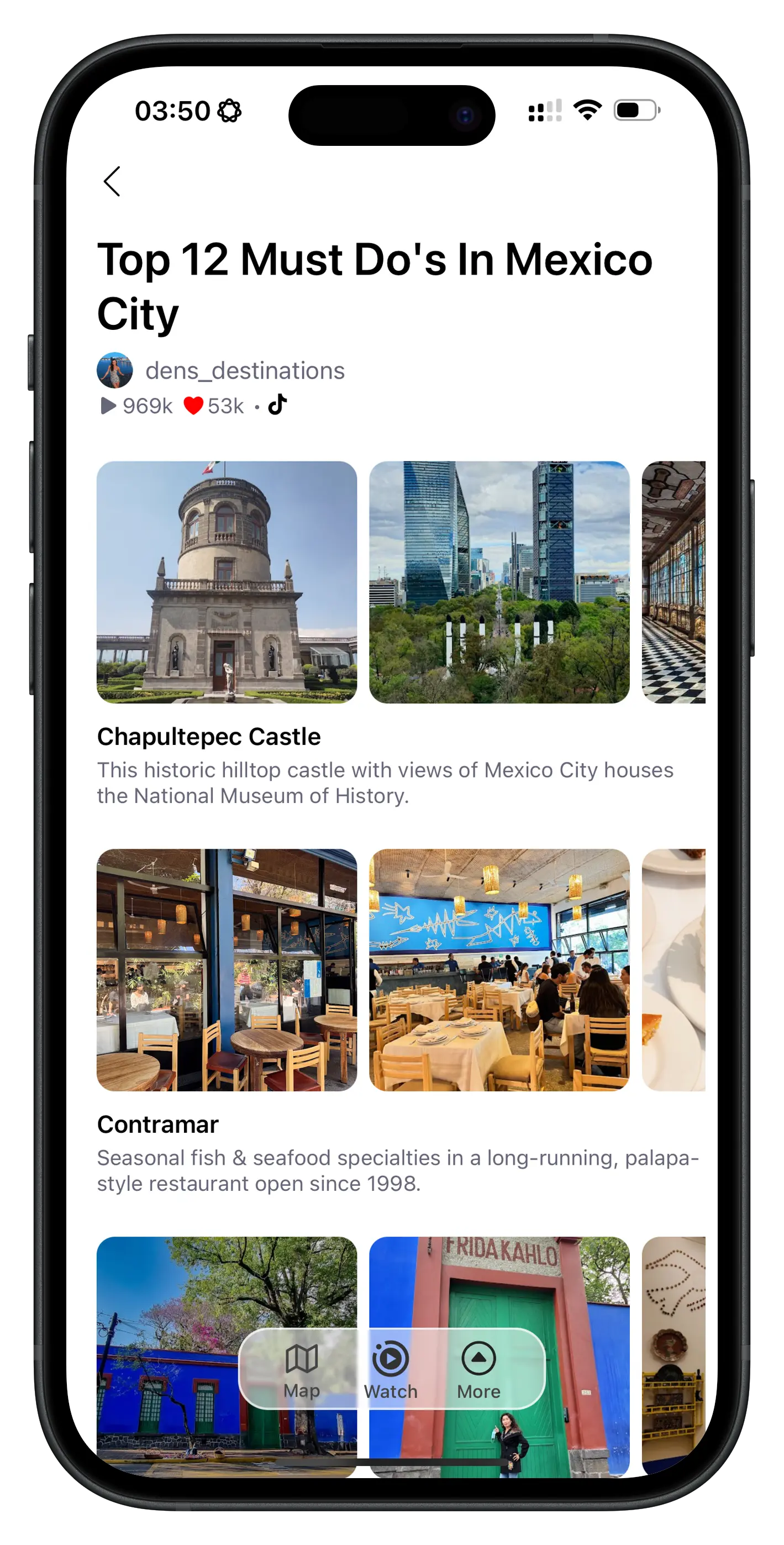 App screenshot - Top 12 Must Do's in Mexico City